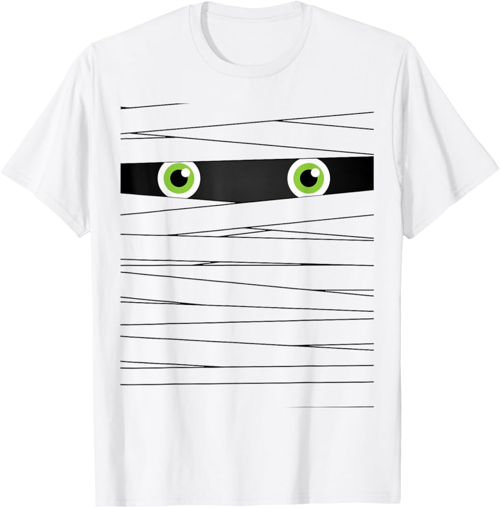 Amazon.com: Easy Halloween Costume T-shirt - Mummy Wrap Face T